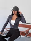 Kadın Antrasit Dalgıç Kumaş Fermuar Kapamalı Parmak Geçirmeli Sweatshirt HZL25W-FRY123441