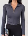 Kadın Antrasit Dalgıç Kumaş Fermuar Kapamalı Parmak Geçirmeli Sweatshirt HZL25W-FRY123441