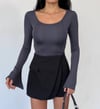 Kadın Antrasit Uzun Kollu Arkası Bağlamalı Fit Kesim Crop Bluz HZL25W-FRY122771