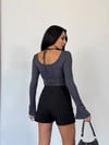 Kadın Antrasit Uzun Kollu Arkası Bağlamalı Fit Kesim Crop Bluz HZL25W-FRY122771