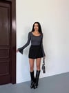 Kadın Antrasit Uzun Kollu Arkası Bağlamalı Fit Kesim Crop Bluz HZL25W-FRY122771