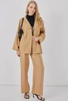 Kadın Bej Keten Bağlama Detaylı Kimono Pantolon İkili Takım HZL26S-BD167271