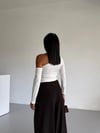 Kadın Beyaz Asimetrik Yaka Drapeli Sandy Bluz HZL25S-FRY123361