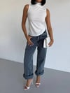 Kadın Beyaz Balıkçı Yaka Sıfır Kol Sandy Crop Bluz HZL26S-FRY123931