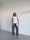 Kadın Beyaz Balıkçı Yaka Sıfır Kol Sandy Crop Bluz HZL26S-FRY123931