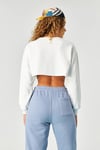 Kadın Beyaz Basic Bisiklet Yaka Uzun Kollu Crop Sweatshirt HZL24W-ZK11351