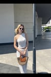 Kadın Beyaz Beli Lastilkli Gofre Kumaş Pantolon HZL24S-ZK13261