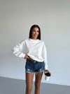 Kadın Beyaz Bisiklet Yaka 2 İplik Sweatshirt HZL25W-FRY123391
