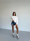Kadın Beyaz Bisiklet Yaka 2 İplik Sweatshirt HZL25W-FRY123391