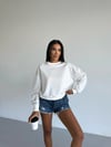 Kadın Beyaz Bisiklet Yaka 2 İplik Sweatshirt HZL25W-FRY123391