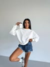 Kadın Beyaz Bisiklet Yaka 2 İplik Sweatshirt HZL25W-FRY123391