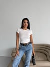 Kadın Beyaz Bisiklet Yaka Sandy Bluz HZL25S-FRY123191