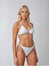 Kadın Beyaz Boyundan İp Bağlamalı Üçgen Bikini Takımı HZL25S-LC5005