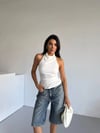 Kadın Beyaz Halter Yaka Sırtı Açık Sandy Bluz HZL25S-FRY123141