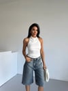 Kadın Beyaz Halter Yaka Sırtı Açık Sandy Bluz HZL25S-FRY123141