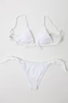 Kadın Beyaz İp Bağlamalı  Astarlı Üçgen Bikini Takım HZL24S-LC2228