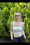 Kadın Beyaz Katlamalı Straplez Bluz HZL24S-ZK11301