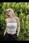 Kadın Beyaz Katlamalı Straplez Bluz HZL24S-ZK11301