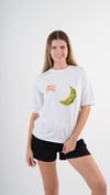Kadın Beyaz Sarı Banana House Baskılı Bisiklet Yaka T-Shirt HZL24S-YY302