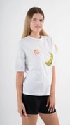Kadın Beyaz Sarı Banana House Baskılı Bisiklet Yaka T-Shirt HZL24S-YY302
