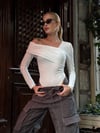 Kadın Beyaz Tek Omuz Asimetrik Kesim Bodysuit HZL25W-ZK11521