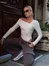 Kadın Beyaz Tek Omuz Asimetrik Kesim Bodysuit HZL25W-ZK11521