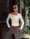 Kadın Beyaz Tek Omuz Asimetrik Kesim Bodysuit HZL25W-ZK11521