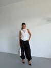 Kadın Beyaz Tül Detay Degaje Yaka Yanlardan Drapeli Sandy Bluz HZL26S-FRY123791