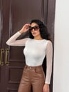 Kadın Beyaz Uzun Tül Kol Sandy Bluz HZL25W-FRY122521
