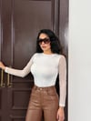 Kadın Beyaz Uzun Tül Kol Sandy Bluz HZL25W-FRY122521