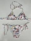 Kadın Beyaz Yıldız Temalı Boyundan İp Bağlamalı Üçgen Bikini Takımı HZL25S-LC5005
