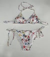 Kadın Beyaz Yıldız Temalı Boyundan İp Bağlamalı Üçgen Bikini Takımı HZL25S-LC5005