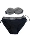 Kadın Beyaz Zincir Desenli Büyük Beden Astarlı Siyah Bikini Takım HZL25S-LC3303