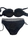Kadın Beyaz Zincir Desenli Büyük Beden Astarlı Siyah Bikini Takım HZL25S-LC3303