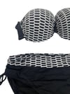 Kadın Beyaz Zincir Desenli Büyük Beden Astarlı Siyah Bikini Takım HZL25S-LC3303