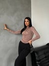 Kadın Bisküvi Omuz ve Beli Büzgülü Yarım Balıkçı Yaka Sandy Bluz HZL24W-FRY122451