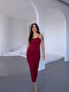 Kadın Bordo Ayarlanabilir Askılı Midi Boy Elbise HZL25S-FRY122921