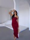Kadın Bordo Ayarlanabilir Askılı Midi Boy Elbise HZL25S-FRY122921