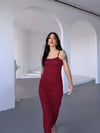 Kadın Bordo Ayarlanabilir Askılı Midi Boy Elbise HZL25S-FRY122921