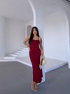 Kadın Bordo Ayarlanabilir Askılı Midi Boy Elbise HZL25S-FRY122921