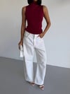 Kadın Bordo Balıkçı Yaka Sıfır Kol Sandy Crop Bluz HZL26S-FRY123931