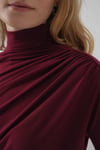 Kadın Bordo Büzgü Detay Balıkçı Yaka Sandy Bluz HZL25W-BD19251