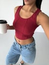 Kadın Bordo Fitilli Kaşkorse Crop Bluz HZL25S-FRY123171