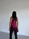 Kadın Bordo Halter Yaka Dantel İşlemeli Asimetrik Saten Bluz HZL26S-FRY123901