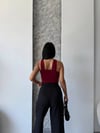 Kadın Bordo Halter Yaka Metal Detaylı Şık Crop Bluz HZL25S-FRY123251