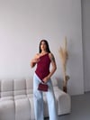 Kadın Bordo Tek Omuz Asimetrik Kesim Sandy Bluz HZL25S-FRY123241