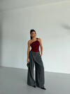 Kadın Bordo Tek Omuz Gold Metal Detaylı Sandy Bluz HZL26S-FRY123821