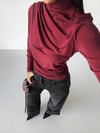 Kadın Bordo Uzun Kollu Drape Detaylı Boğazlı Sandy Bluz HZL25W-FRY123301