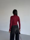 Kadın Bordo Uzun Kollu Drape Detaylı Boğazlı Sandy Bluz HZL25W-FRY123301