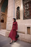 Kadın Bordo (VİŞNE) Renk Broş Detaylı Etekli Modal Kumaş Takım Ys25-ns491405